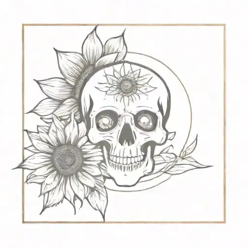Sunflower And Skull Surrounded