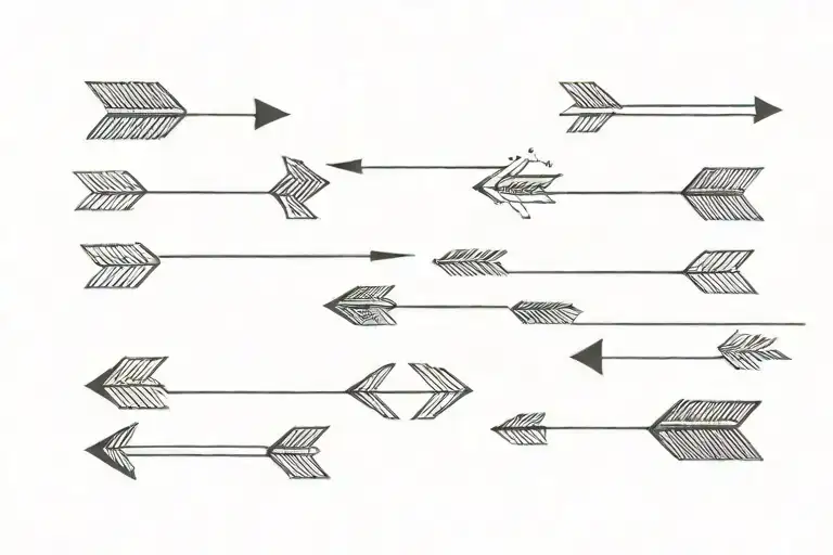 5 Of The Same Arrow In A Horizontal Row