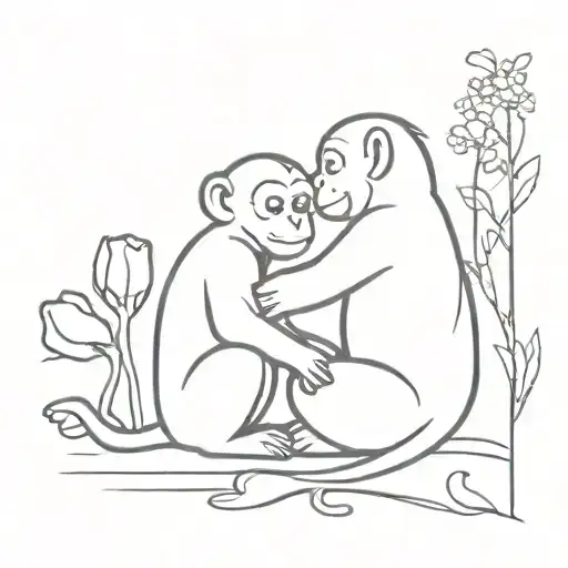 Monkey And Rabbit Hugging