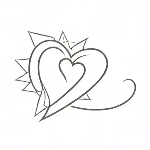 Sun And Heart Shape And Letter A