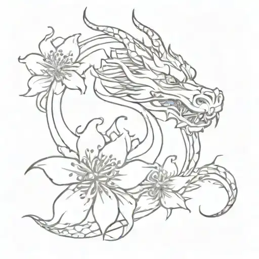 Dragon With Flowers