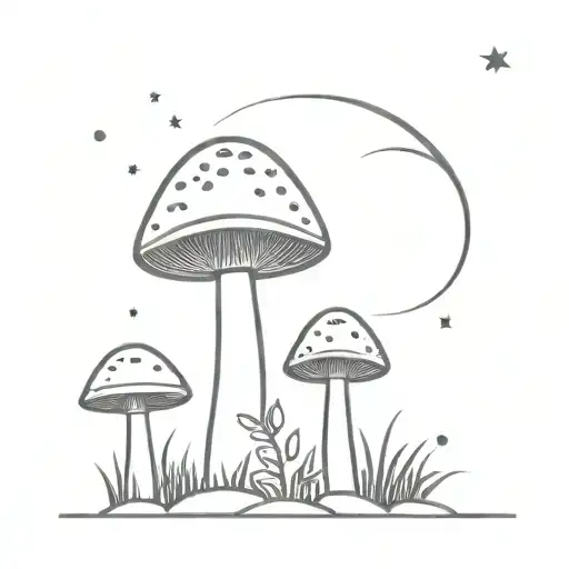 Simple Mushroom And Moon