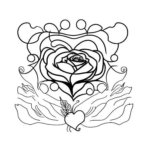 A Minimalist Tattoo Of A Broken Heart With A Delicate Rose Growing Out Of It