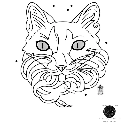A Minimalist Tattoo Of A Cat Silhouette Surrounded By Glowing Eyes