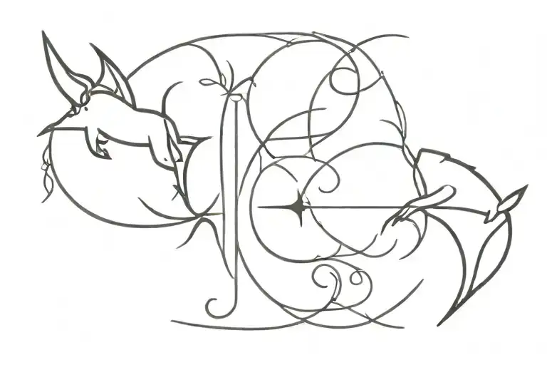 Pisces Sagittarius And Taurus Symbols Lined Up Side By Side
