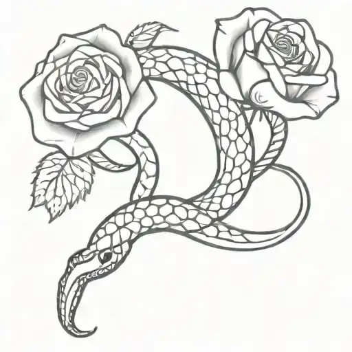 Snake And Rose Intertwined And Has Valeria Written In Cursive