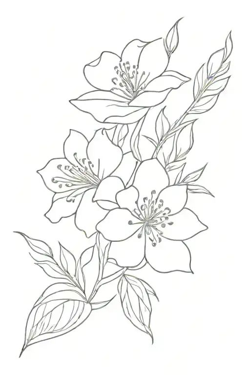 Birth Flower Bouquet Fine Line