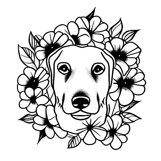 Dog Made Out Of Flowers