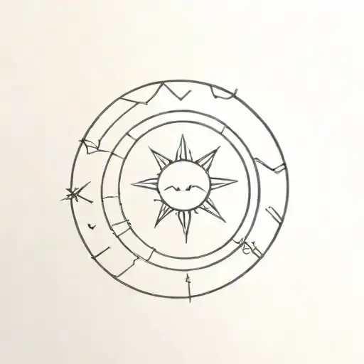 A Minimalist Tattoo Of A Fitness Tracker With A Moon And Sun Symbol On It