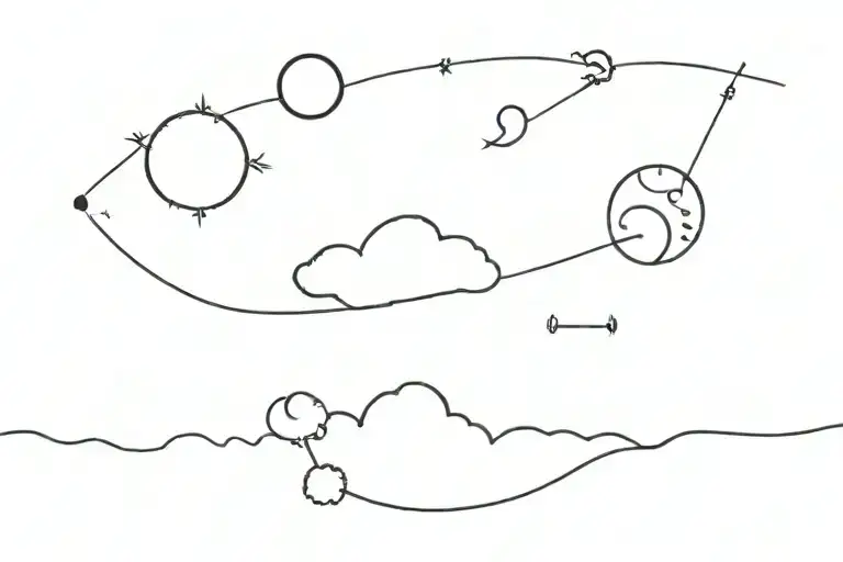 A Horizontal Thread Which One End Has A Af Moon And Other End Has A Cloud Tied