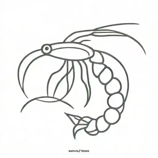 Shrimp Simple Line Drawing