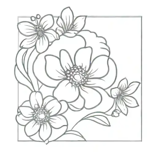 Paw Print Birth Flowers Surrounding