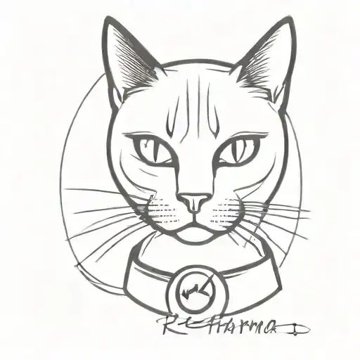 Black Cat With A Collar That Says Karma Symbol