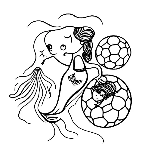 Mermaid Holding A Soccer Ball