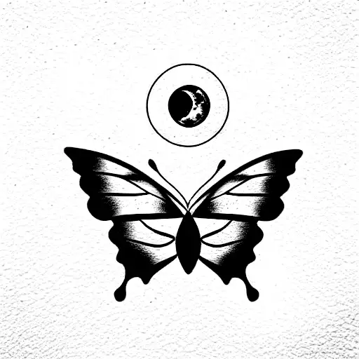 Moon And Simple Butterfly