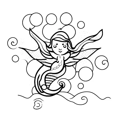 A Minimalist Tattoo Of A Mermaid Swimming In The Sea