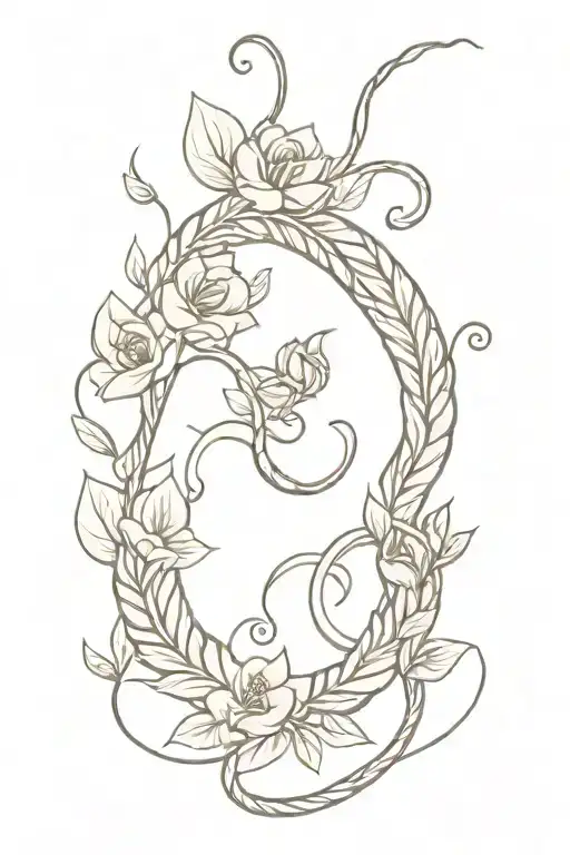 Snake Coiled Spine Tattoo With Flowers Intertwined