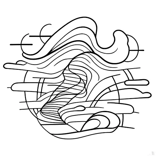 A Minimalist Tattoo Of A Winding Trail Leading To A Beautiful Beach