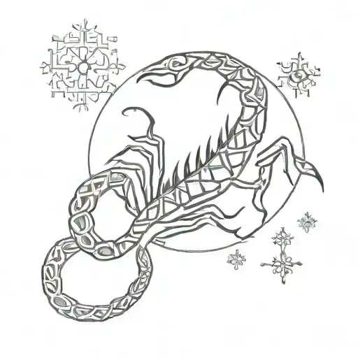 Scorpion And Moon And Snowflakes