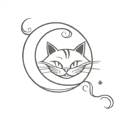 Cheshire Cat Smile Moon Merging Together