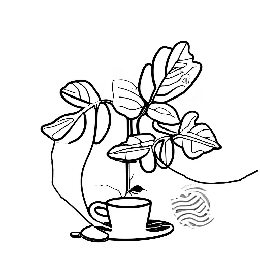 A Coffee Bean Plant Growing From A Call Center Headset