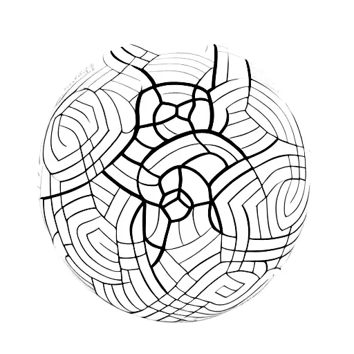 A Minimalist Tattoo Of A Volleyball And A Soccer Ball Merging Together