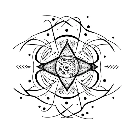 A Minimalist Design Of A Crescent Moon With Intricate Star Patterns