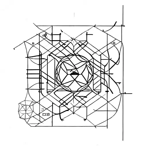 An Engineer's Blueprint With Elements Of Nature Intertwined