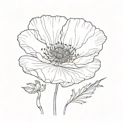 Single Poppy Flower Silhouette