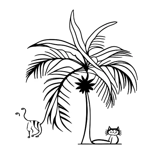 Palm Tree With Cat Underneath