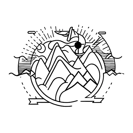 A Minimalist Tattoo Of A Sunset Silhouette With A Runner