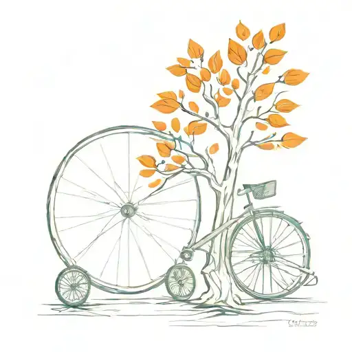 Little Orange On A Little Tree With A Wheel Chair At The Bottom Of The Tree