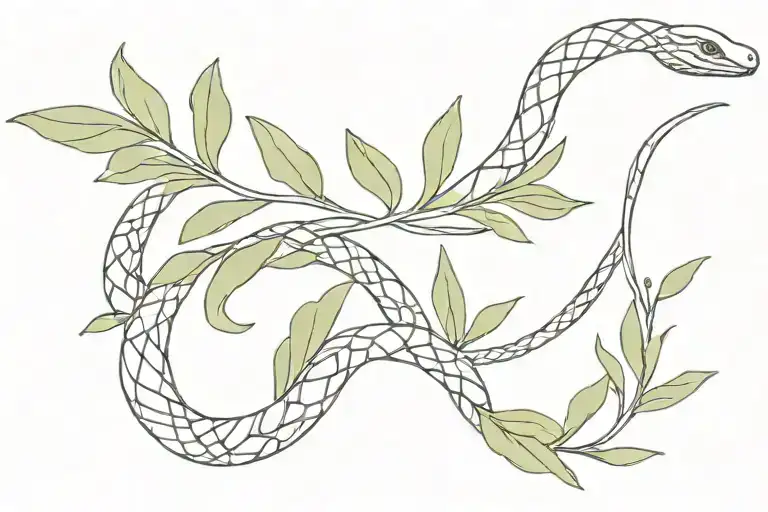 Olive Leaves And Snake Wrapped