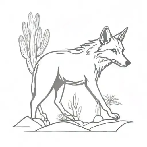 Cayote With Joshua Tree