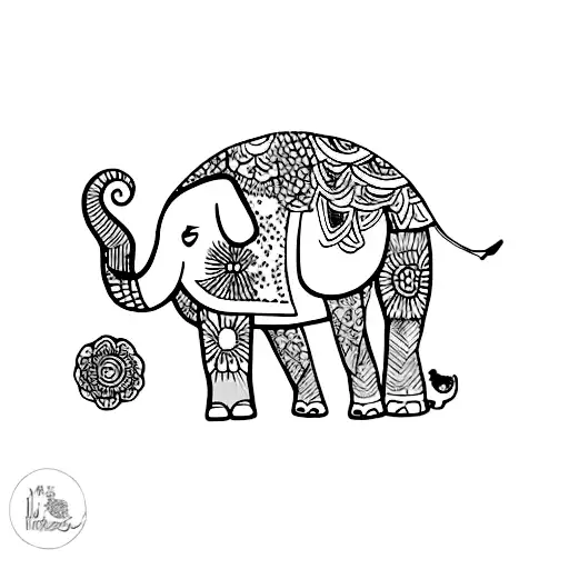 Elephant Mum And Daughter Walking Together