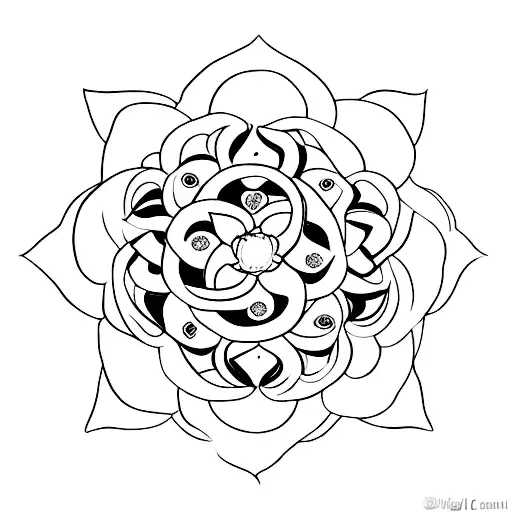 Lotus Flower Wrapping Around A Yin Yang Symbol
