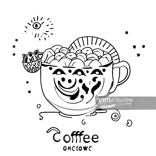 A Minimalist Tattoo Of A Coffee Cup With A Cute Animal Peeking Out From Inside