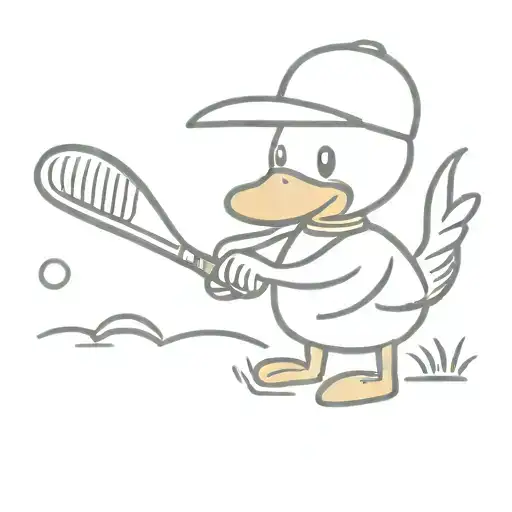 Cartoon Duck Playing Golf Club