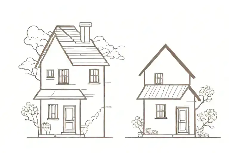 Small Dainty House And Walnut Next To Each Other