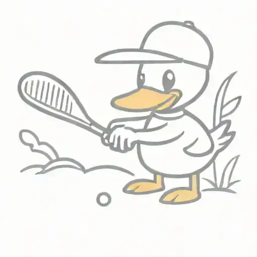 Cartoon Duck Playing Golf Club