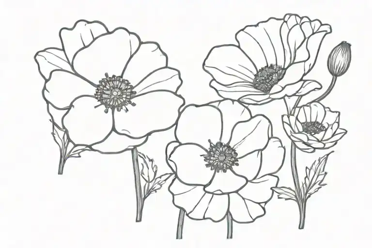 Poppy And Daisy In A Post Stamp Tattoo That Embodies