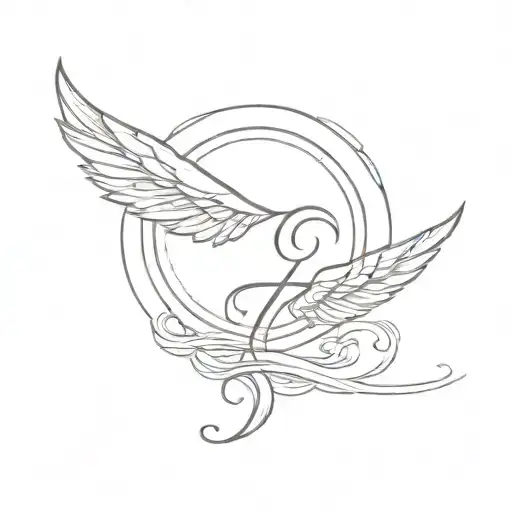 Wings With A Halo And The Word Tita Or The Letter T In The Middle
