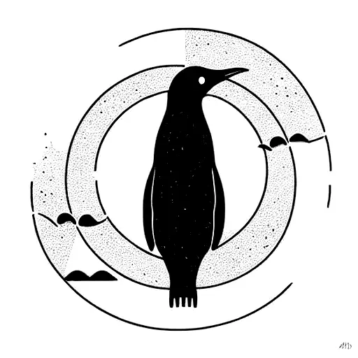 Penguin With Sun And Moon