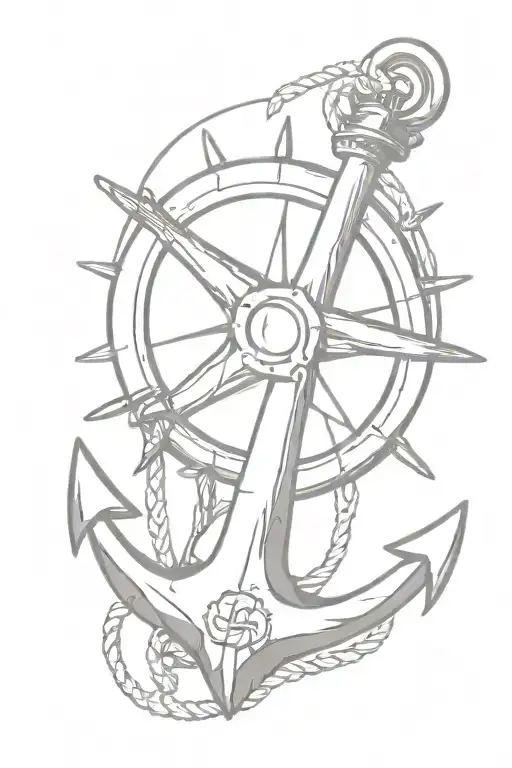 Lighthous Anchor Steeringwheel Kompas Dengan Peta Vintage