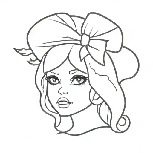 Girly Ghost Outline With Bow On Head
