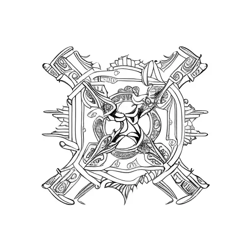 An Abstract Representation Of A Padel Pala Transformed Into A Royal Symbol