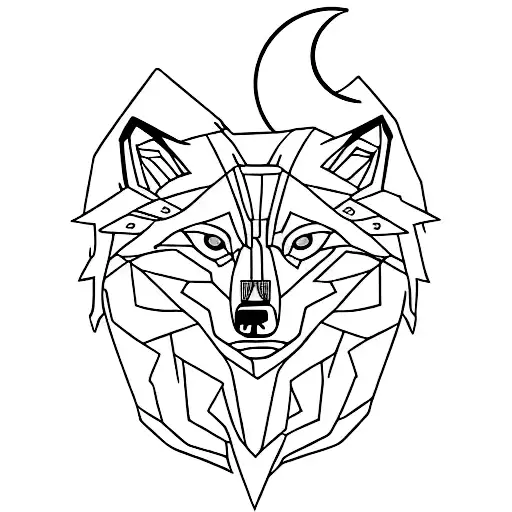 Wolf With Moon