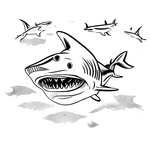 Shark Silhouette With Watercolour Backround