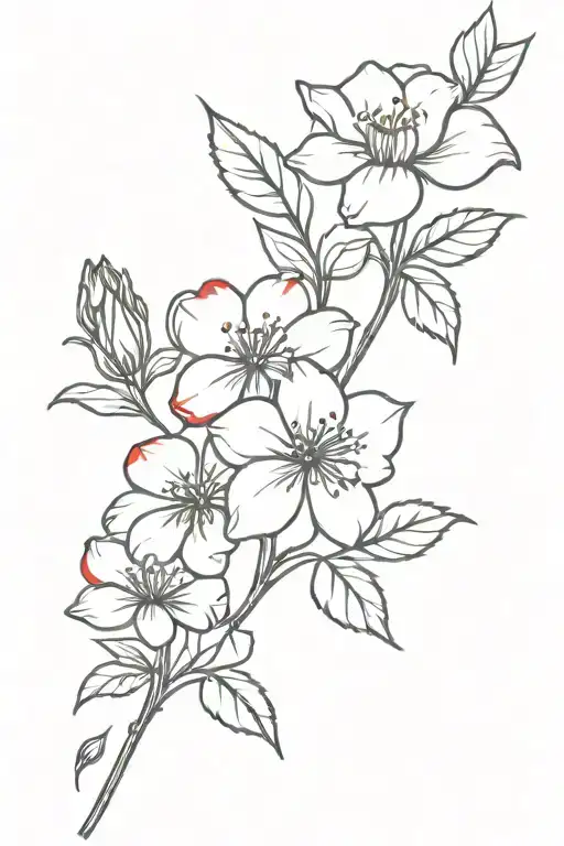 June And July Birth Flower With Red Details Intertwined