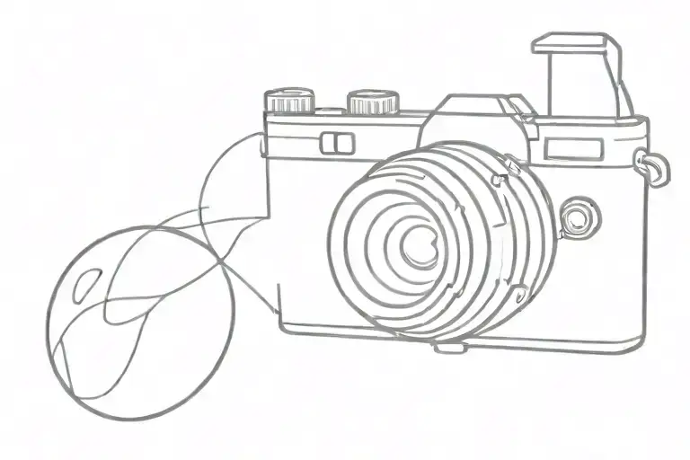 Photo Camera With Baby Reflection In The Lens Shaped Like